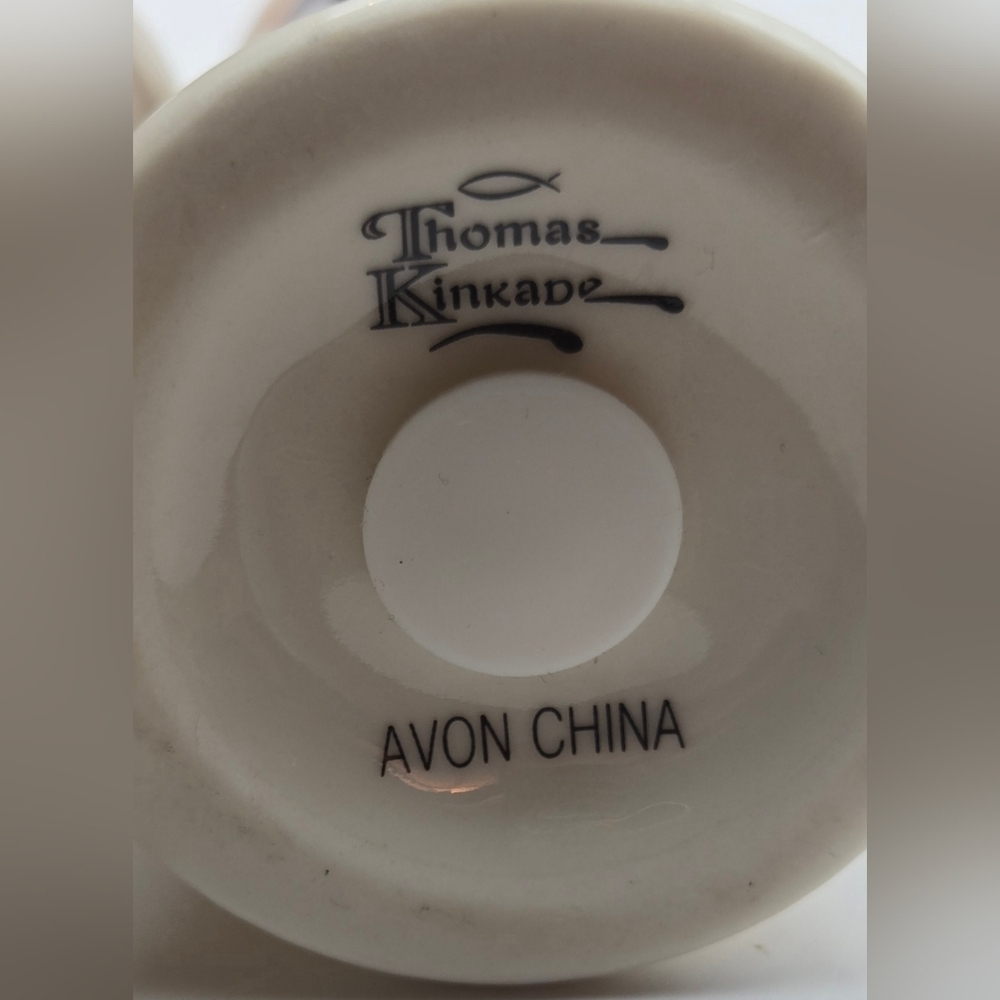 Thomas Kinkade Avon China Cottage Salt Pepper Shakers Gold Trim - Picture 9 of 10